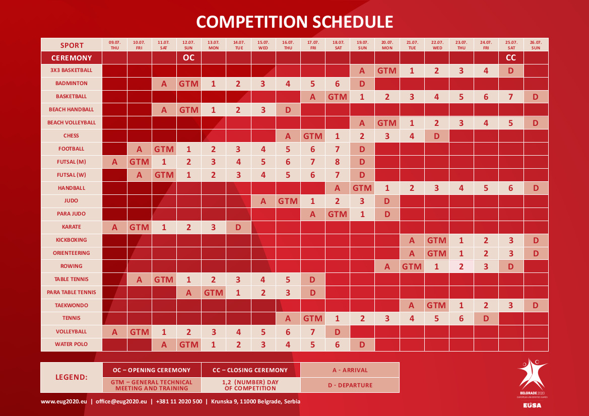 Event sports schedule